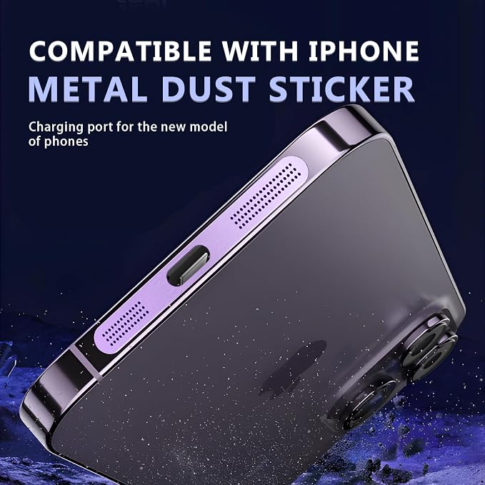 MysticHome for iPhone 17/16 Pro Accessories, 5 Pcs Cell Phone Speaker Anti-Dust Plugs, 1 Pcs USB C Dust Plug, Compatible with Speaker Dust Cover,Purple - Image 2