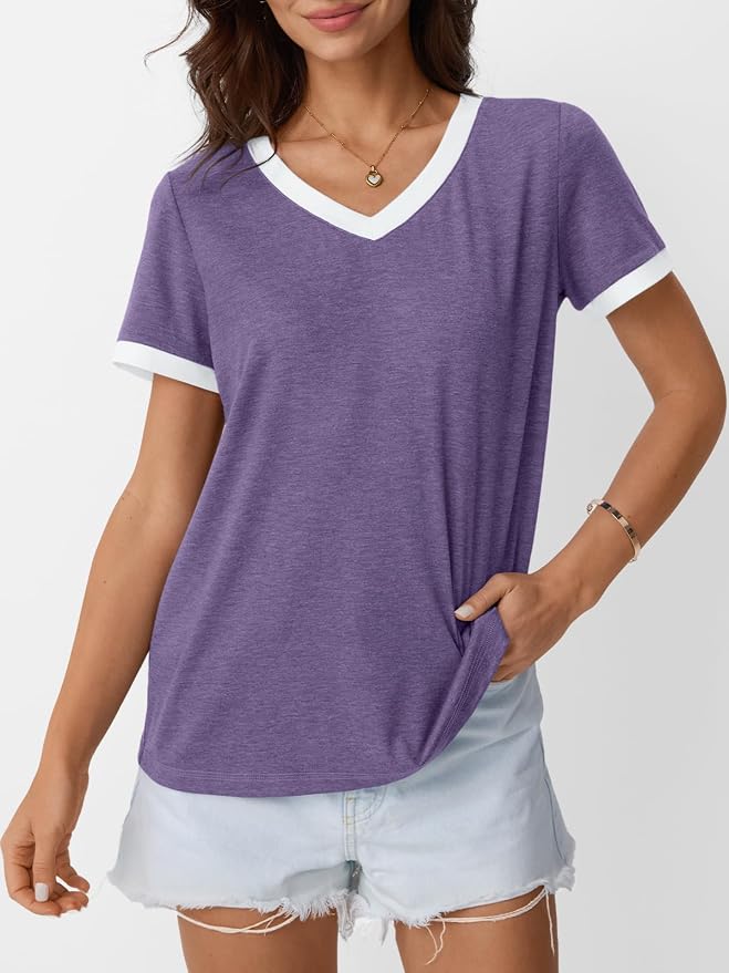 AUTOMET Womens Short Sleeve T-Shirts Summer Tops Casual Soft Tunic V Neck Basic Workout Clothes Spring Fashion Outfits 2026 - Image 2