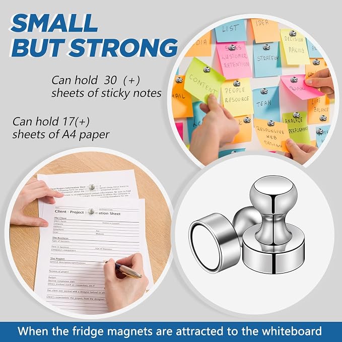 LOVIMAG Fridge Magnets 20Pcs, Magnet for Refrigerator Whiteboard, Silver | Small Strong Neodymium Metal Cute Push Pin for Classroom, Kitchen, Accessories Decorative, Office, Calendar - Image 4