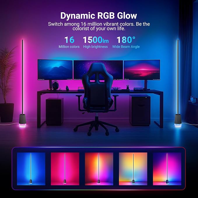 NEEWER NF06 RGB IC CW Smart Floor Lamp, 1500lm LED Standing Corner Light, APP/AI Design/Music Sync, 16 Million Color Ambient Lighting Compatible with Google and Alexa, Living Room Bedroom Home Decor - Image 5
