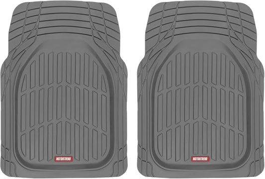 Motor Trend 2 Piece Front Car Floor Mats- Gray FlexTough Contour Liners-Deep Dish Heavy Duty Rubber Floor Mats for Car SUV Truck & Van-All Weather Protection, Universal Trim to Fit by MotorTrend