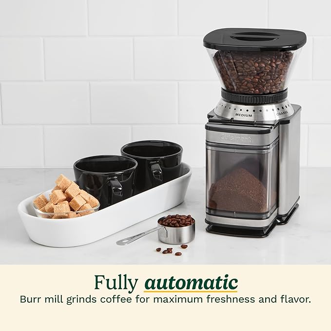 Cuisinart Electric Burr Coffee Grinder, 18-Position Selector, 4-18 Cups | Flat burr coffee bean grinder with 18 options, fine to coarse, & removeable, easy-to-clean 8 oz bean hopper, DBM-8P1 - Image 3