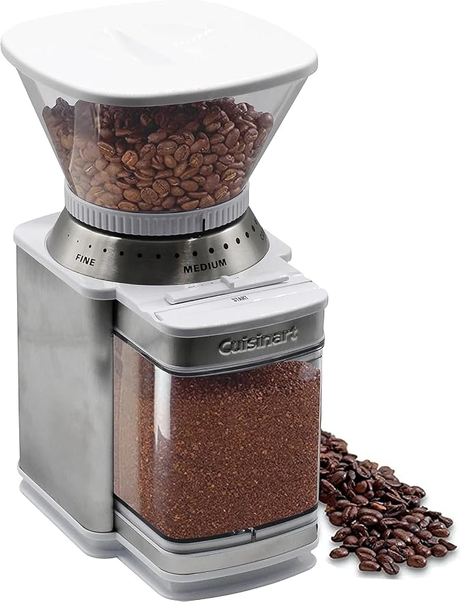 Cuisinart Coffee Grinder, Electric One-Touch Automatic Burr Coffee Grinder with 18-Position Grind Selector, Cup Size Selector for 4 – 18 Cups, White Stainless Steel - Image 3