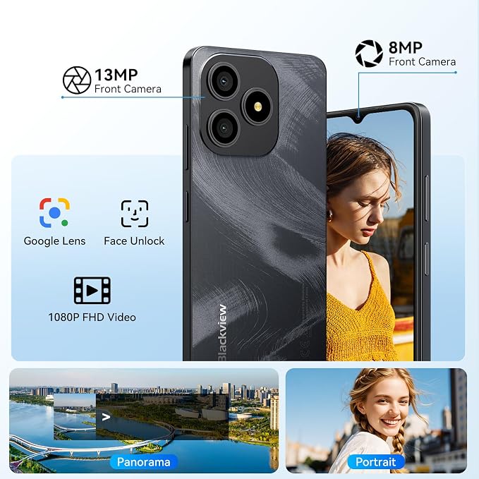 Blackview Wave 9C Unlocked Android Phones, Android 15 Cell Phone Unlocked, 6.56" Smartphones, 12+128GB/2TB，13MP+8MP，5000mAh，Fingerprint/Face ID, Black - Image 7