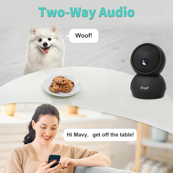 Security Camera, 2K HD Indoor Security Camera, 360 Degree Pan/Tilt Pet Camera 2.4G and 5G WiFi, Motion Detection, 2-Way Audio, Siren, Night Vision, Cloud SD Card Compatible Alexa Google Assistant - Image 5