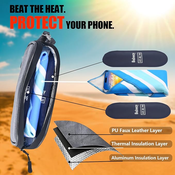 Thermal Phone Cooling Pouch for Beach & Pool iPhone Cooling Bag with 2 Reusable Gel Packs Prevent Overheating Phone Cooler Bag for Summer Heat - Image 3