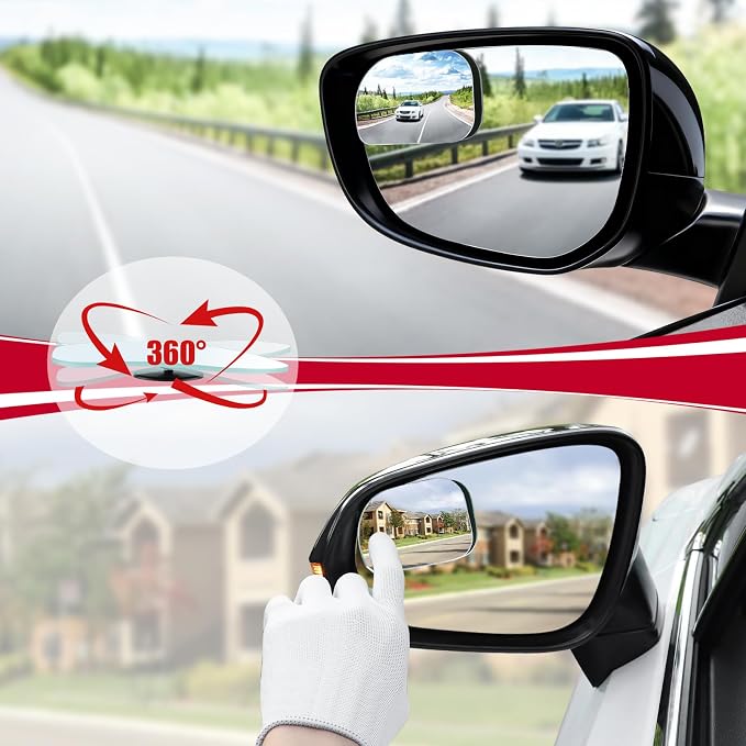 LivTee XLarge Blind Spot Mirror, Rounded Rectangle HD Glass Frameless Convex Rear View Mirrors Exterior Accessories with Wide Angle Adjustable Stick for Car SUV and Trucks, Pack of 2 - Image 5