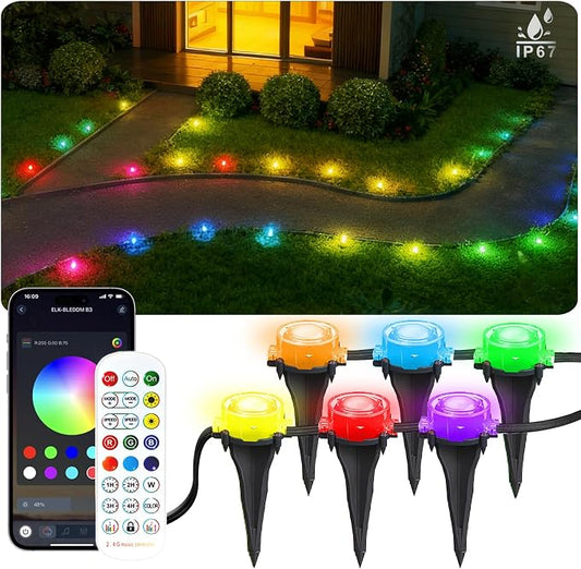 50Ft Permanent Outdoor Ground Lights Smart Color Changing, Pathway Christmas Lights Waterproof, Walkway Lighting for Outside Garden Back Yard Driveway Patio Sidewalk Landscape Path Decorations by BonvePet