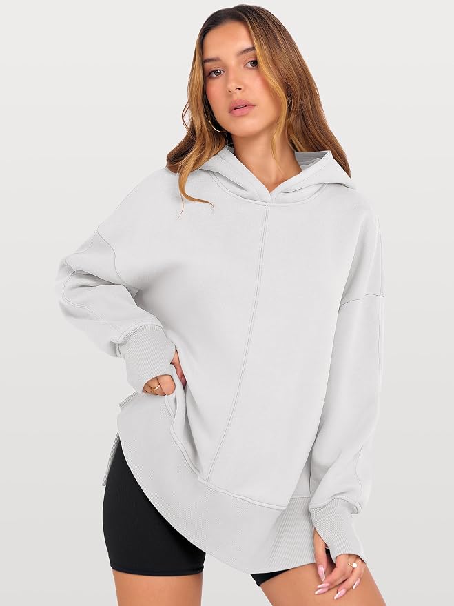 ANRABESS Womens Oversized Hoodies Long Sleeve Fleece Side Slit Hooded Sweatshirts Pullover 2026 Fall Outfits Y2K Clothes - Image 2