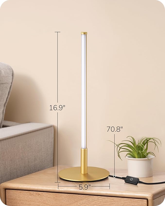EDISHINE LED Table Lamp Set of 2, Modern Desk Lamps for Living Room, Gold | Stepless Dimmable, Metal Finish, 3 Color Temperature, 6W, Ideal for Bedroom, Corner - Image 7