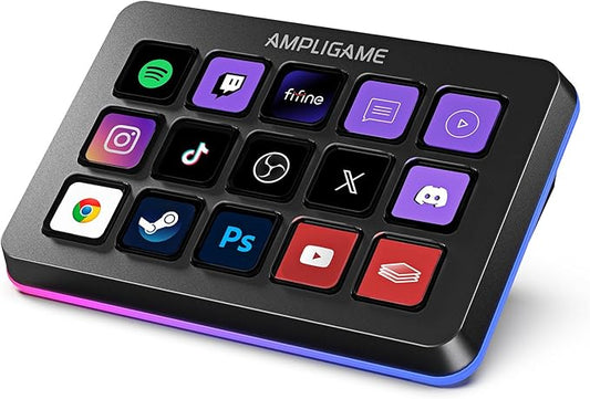 FIFINE AmpliGame Stream Controller with 15 Macro Keys, Streaming Keyboard with Trigger Actions in OBS/Twitch/YouTube/Streamlabs, Shortcut Buttons Keypad Works with Mac and PC-D6 by AmpliGame