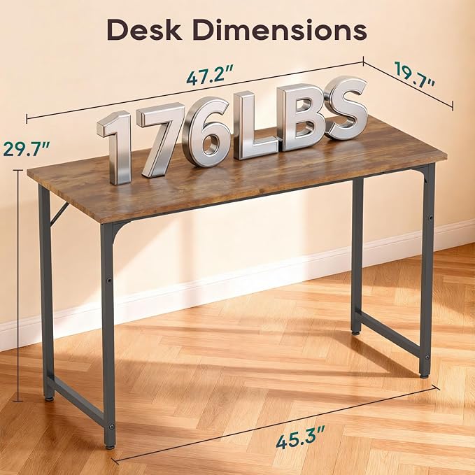BestOffice Computer Desk,Home Office Desk, Modern Simple Style for Home Office Study Writing (Vintage, 47 Inch) - Image 3