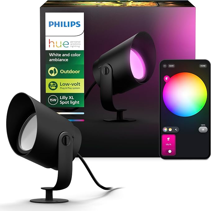 Philips Hue Lily XL Outdoor Smart Spot Light - White & Color Ambiance LED Walkway Lights - Low Voltage Lighting - 1 Pack - Requires Bridge and Power Supply - Control with App and Voice - Weatherproof by Unknown