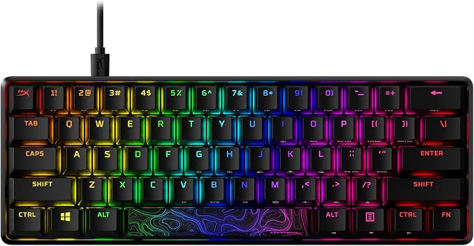 HyperX Alloy Origins 60 - Mechanical Gaming Keyboard, Ultra Compact 60% Form Factor, Double Shot PBT Keycaps, RGB LED Backlit, NGENUITY Software Compatible - Linear HyperX Red Switch,Black by HyperX