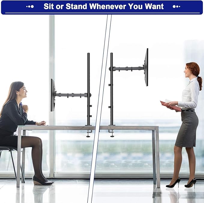 HUANUO Single Monitor Arm with 39 inch Extra-Tall Pole, Adjustable Computer Desk Mount for 13–32 inch Screens and up to 38 inch Ultrawide Screens, Hold 22 lbs, Monitor Stand with C-Clamp & Grommt Base - Image 2