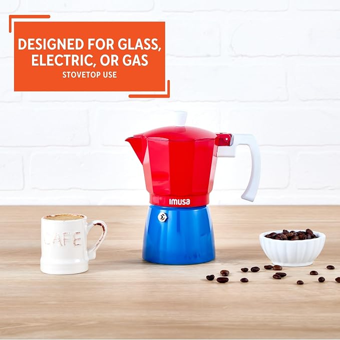 IMUSA 3 Cup Caribbean Cast Aluminum Stovetop Coffee Maker | Bare Cast Aluminum Finish, Cool-Touch White Handle, Ideal for Demitasse, Great for Daily Coffee Moments - Image 4