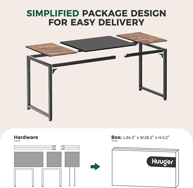Huuger Computer Desk, 70 Inch Office Desk, Gaming Desk with Storage, Writing Desk Work Desk for Home Office, Study, Long Simple Desk, Large Legroom, Metal Frame, Rustic Brown and Black - Image 8