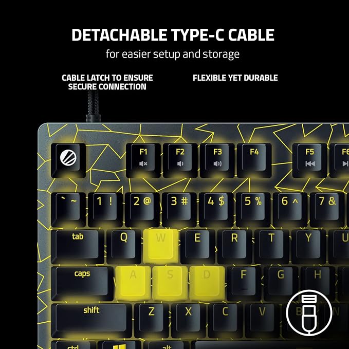Razer Huntsman V2 TKL Gaming Keyboard: Fast Linear Optical Switches Gen2, Sound Dampeners, 8000Hz Polling Rate, Detachable Type-C Cable, UV-Coated Keycaps, Wrist Rest - ESL Edition - Image 5