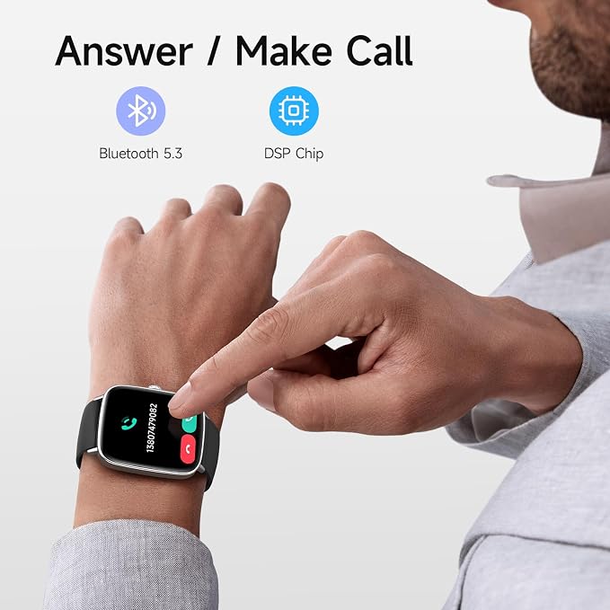 Smart Watch for Men Women, 1.85" HD Smartwatch Compatible iPhone/Samsung/Android (Answer/Make Calls), 100+ Sport Modes Fitness Tracker with Heart Rate/Sleep/SpO2 Monitor, IP68 Waterproof, with 2 Bands - Image 7