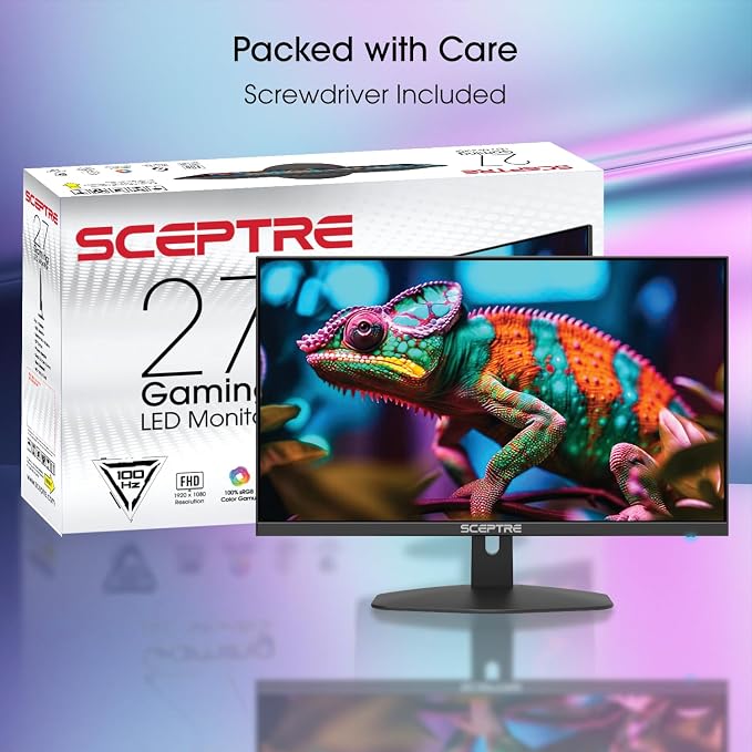 Sceptre 27-inch Prime Gaming Monitor 100Hz 1ms DisplayPort HDMI x2 100% sRGB AMD FreeSync Build-in Speakers, Eye Care Frameless Machine Black 2025 (E275W-FW100T Series) | 1ms Blur Reduction/5ms G-to-G, 100% Srgb, Amd Freesync, Dp1.2 Plus 2×hdmi2.0, 2×2... - Image 3
