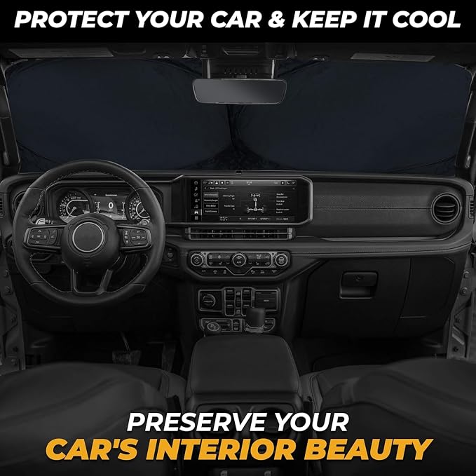 Autovir Windshield Sun Shade for Jeep, 280T UV Sun Blocker, Visor Shield - Image 6