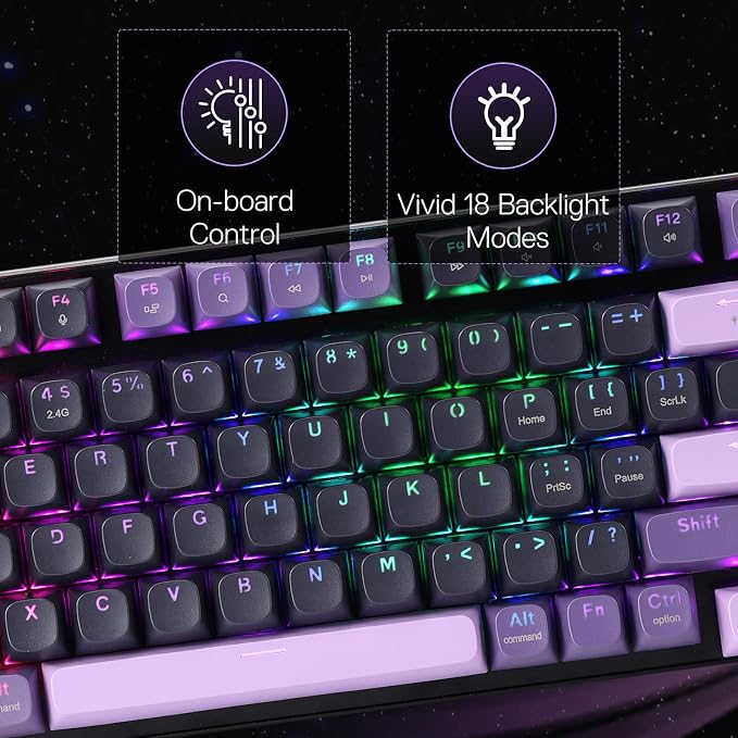 Redragon K740 PRO Wireless RGB Gaming Keyboard, Aluminum Base & Knob, 95% | Rock-Solid Metal Build, Multi-Function Control Wheel, Creamy Custom Switch, Swap-Ready Socket, Fade-Resistant PBT Keycap - Image 7