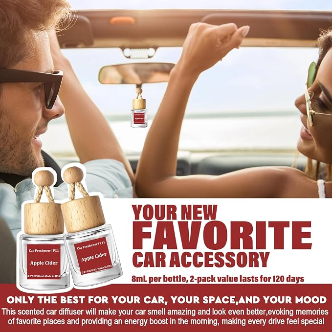 HoogaLife Car Air Freshener Diffuser 2 Pack Hanging Air Freshener Diffuser - Apple Cider Fragrance Oil Air D iffuser for Car, 45+ days Long Lasting Fragrance Made in USA （F11） - Image 3
