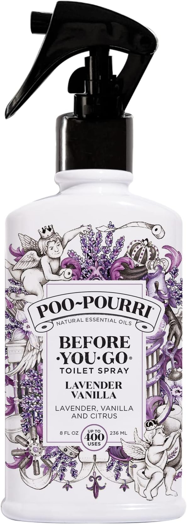 Poo-Pourri Before-You-Go 8oz Air & Toilet Freshener Lavender Vanilla Spray – Instantly Works to Trap Bathroom Odor – Plant Based Ingredients & Essential Oils – with Lavender, Vanilla & Citrus by Unknown