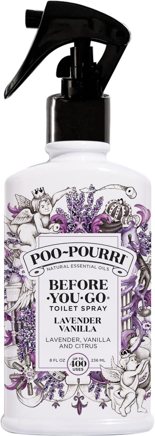 Poo-Pourri Before-You-Go 8oz Air & Toilet Freshener Lavender Vanilla Spray – Instantly Works to Trap Bathroom Odor – Plant Based Ingredients & Essential Oils – with Lavender, Vanilla & Citrus by Unknown