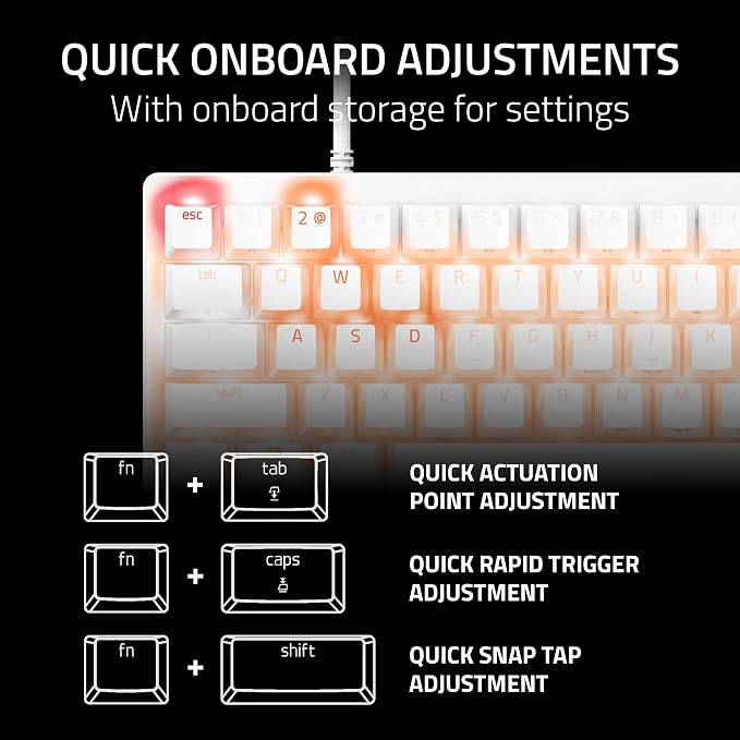 Razer Huntsman V3 Pro Mini 60% Esports Gaming Keyboard, White | Analog Optical Switches, Razer Snap Tap, Rapid Trigger, Adjustable Actuation, Dual-Purpose Mod Keys, Doubleshot PBT Keycaps - Image 6