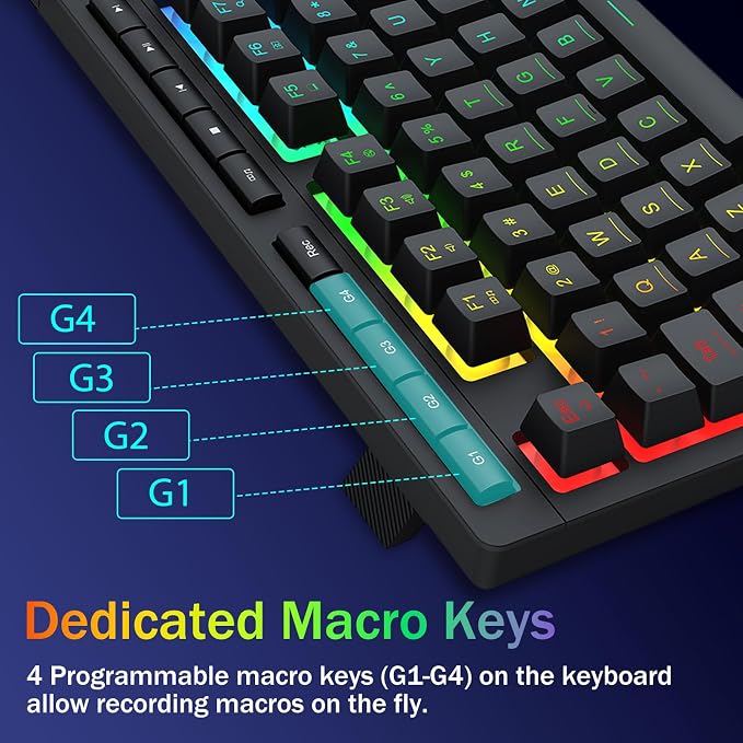 Redragon K524 75% Wired Gaming Keyboard, RGB Backlit, Whisper-Quiet, Black | Membrane Keyboard with Programmable Macro and Multimedia Keys, Anti-ghosting, Spill Resistant,Compact for Win/MAC/PS/Xbox - Image 4