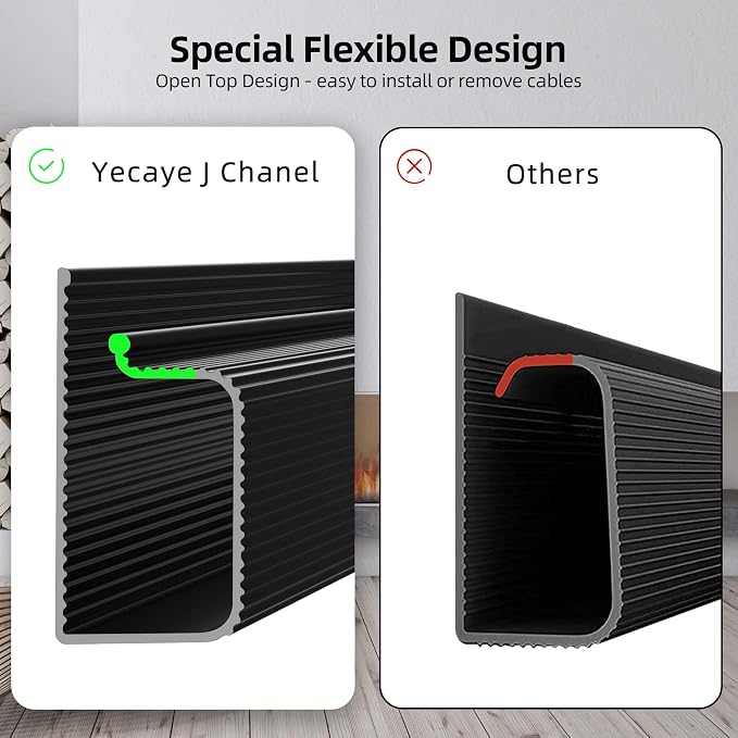 YECAYE 157in Cable Management, Cord Organizer,Easy Install Self-Adhesive Cord Hider, Cable Organizer, Cable Hider for Office Organization,Child & Pet Proof, Black - Image 7