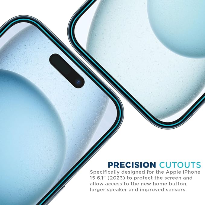 Tech Armor for Apple iPhone 15 Screen Protector Glass 6.1 inch - Ballistic Tempered, Case Friendly, Easy Install, Sensor Protection, HD, 9H Hardness, 3 Pack + Bonus Camera Lens Protectors - Image 6