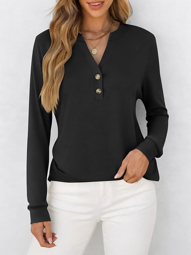 ANRABESS Women's Long Sleeve Shirts 2026 Spring Fashion Dressy Casual Tops Trendy Henley Blouses Cute Work Outfits Clothes - Image 3