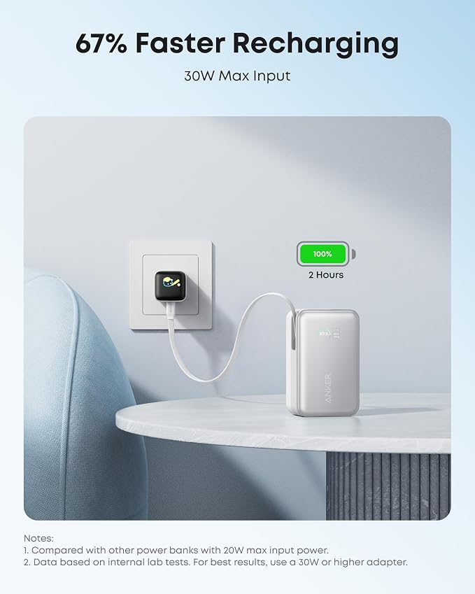 Anker Nano Power Bank, 45W 10,000mAh Portable Charger, iPhone Battery Pack | Built-In Retractable USB-C Cable, for iPhone 17 / 16 Series, iPad, Galaxy, Pixel, and More, Compact Travel Design - Image 7