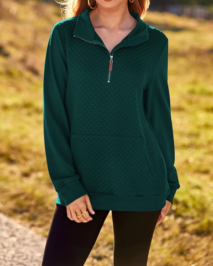 BTFBM Women Fashion Quilted Pattern Lightweight Zipper Long Sleeve Plain Casual Ladies Sweatshirts Pullovers Shirts Tops - Image 6