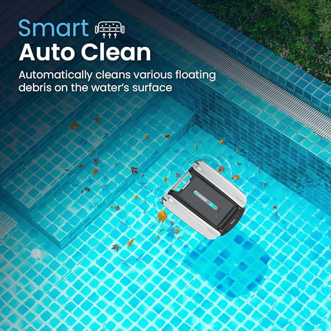 Betta SE Solar Powered Automatic Robotic Pool Surface Skimmer Cleaner with 24/7 Continuous Cleaning Battery Power and Re-Engineered Twin Salt Chlorine Tolerant Motors (White) - Image 5