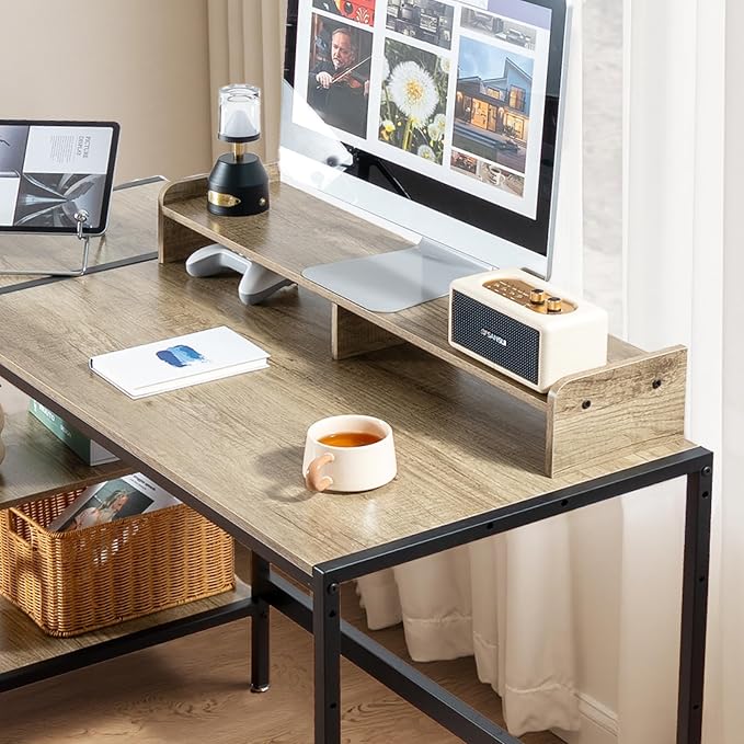 MINOSYS 47-inch Computer Desk with Storage Shelf - Gray Ideal Gaming Desk for Bedrooms, Small Spaces, and Home Offices Modern Writing Desk for PCs. - Image 6