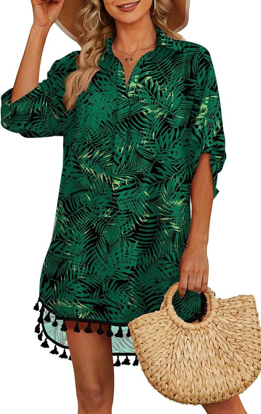 Yincro Women Swimsuit Cover Up Shirt 2026 Tassel Beach Bathing Suit for Swimwear Bikini Dress by YINCRO