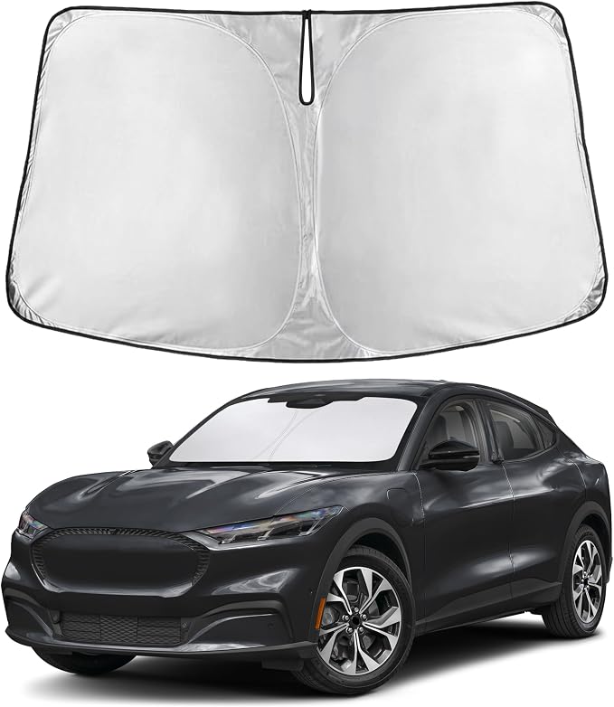 EcoNour Windshield Sunshade Compatible for Ford Mustang Mach-E 2021-2024 2025 2026, Sun Visor for Front Windshield & Window Sun Shade Cover, UV Heat Blocker & Protector, Car Accessories by EcoNour