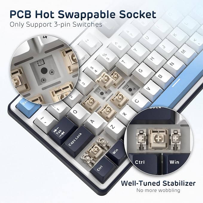 RK ROYAL KLUDGE X104 Wired Full Size Mechanical Gaming Keyboard, Metal Knob | Creamy Keyboard with Number Pad,104 Keys RGB Computer Keyboard Hot Swappable Linear Switch, Online Software for Wins/Mac - Image 6