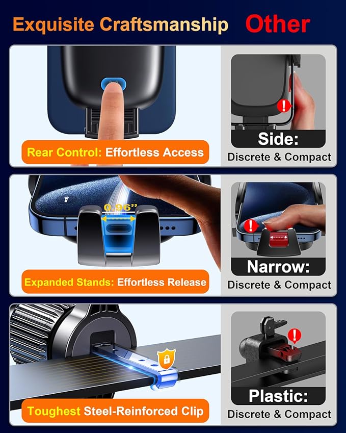 Qifutan Phone Holders for Your Car Cell Phone Mount for Car Mount Windshield Dashboard Air Vent Universal Hands Free Automobile Cell Phone Holder Fit for iPhone Smartphone Camera Mounts - Image 7