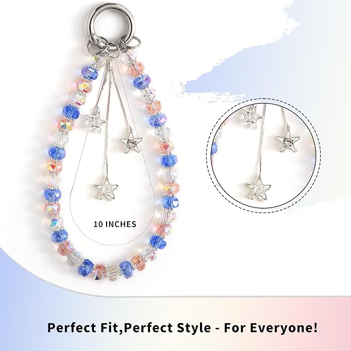 Phone Charm with Beaded Crystals, Anti-Theft Phone Strap, Hands-Free & Detachable Cellphone Lanyard, Cellphone Chain Wristlet with Tether Tab - Image 5