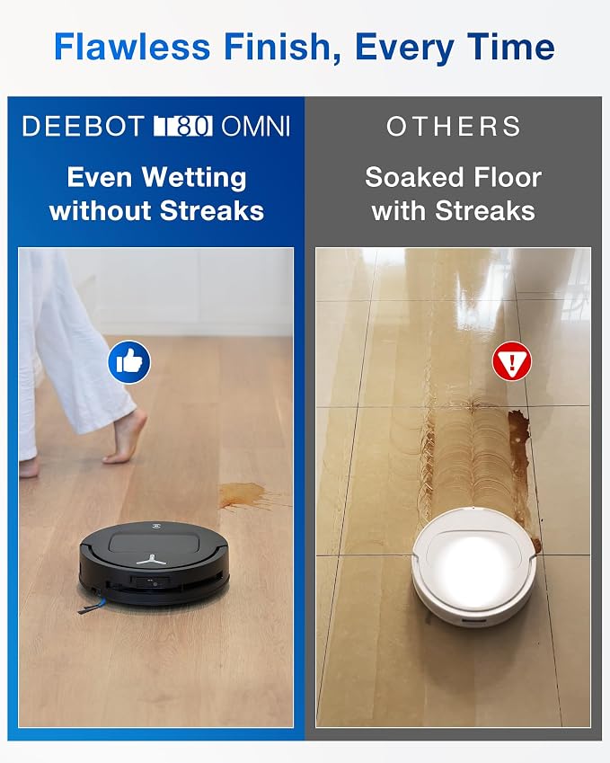 ECOVACS DEEBOT T80 Omni Robot Vacuum and Mop, Instant Self-Cleaning OZMO Roller Mop, TruEdge Deep Cleaning, AI Navigation, 18,000Pa Suction and ZeroTangle 3.0 for Pets and Carpets - Image 6
