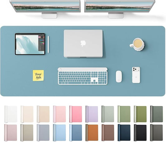 YSAGi Leather Desk Protector, Office Mat, Large Mouse Mat, Non-Slip PU Leather Blotter, Laptop Desk Mat, Waterproof Writing Pad for Office and Home(Aquamarine, 55" x 17.2") by YSAGi