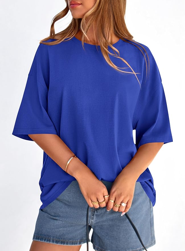 PRETTYGARDEN Womens 2026 Spring Going Out Tops Casual Short Sleeve Crewneck Loose Fit Basic Oversized T Shirts Summer Outfits - Image 5