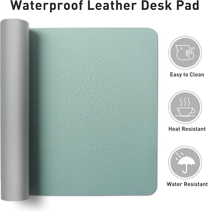 Aothia Leather Desk Pad Protector, Mouse Pad, Office Desk Mat, Non-Slip PU Leather Desk Blotter, Laptop Desk Pad, Waterproof Desk Writing Pad for Office and Home (23.6" x 13.7", Light Blue) - Image 6