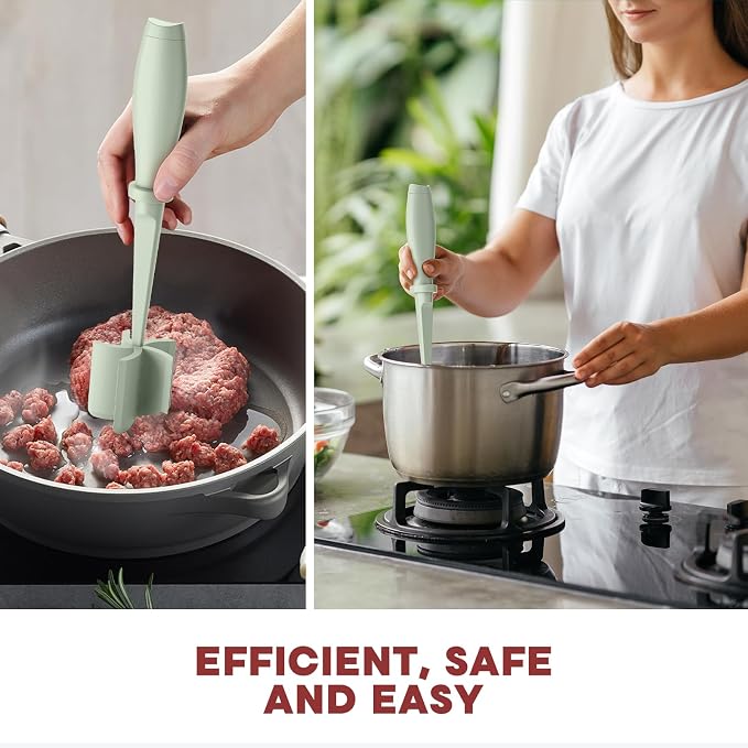 PGYARD Meat Chopper Hamburger Grinder, Kitchen Smasher for Ground Beef | Heat Resistant, 5 Blade, Burger Grinder Nylon Potato Mix Tool, Meat & Poultry Tenderizers, Dishwasher Safe, Green - Image 6