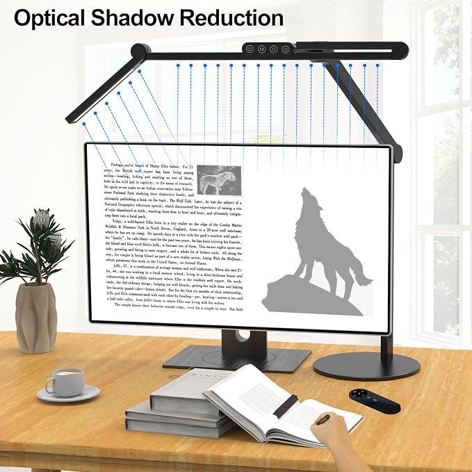 Micomlan Architect Desk Lamp with Remote Control, Adjustable Led Desk Light for Home Office with Base, 24W Bright Auto Dimming Table Light Rotatable Office Lamp with Swing Arm for Computer Cafting - Image 5