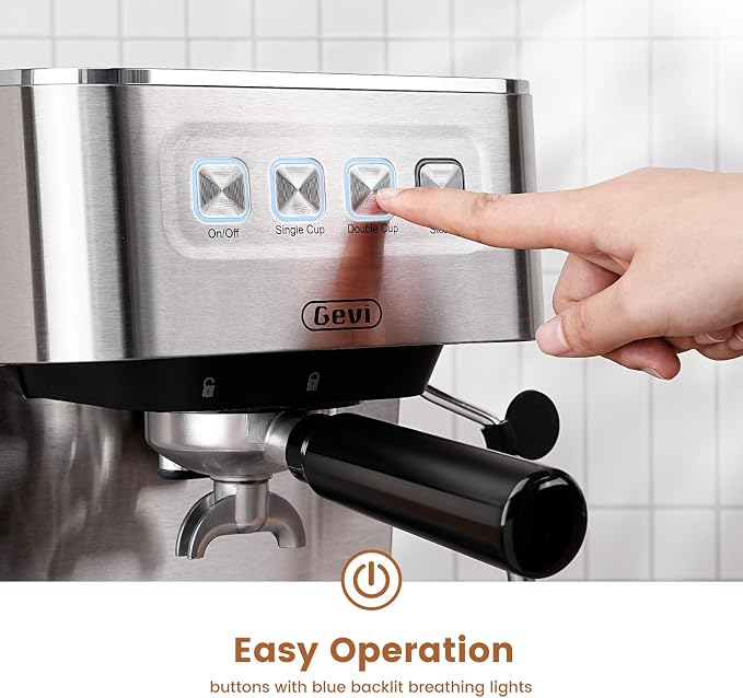 Gevi 20 Bar Espresso Machine, Programmable Coffee Maker with Milk Frother | Budget under$100; Removable Water Tank; Produce Good Crema; Include Necessary Accessories; Can Make Americanos; Easy to Clean - Image 3